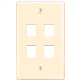 Cmple.com - 4 Port Keystone Wall Plate Single Gang for RJ45 Ethernet HDMI Coax & Audio - Ivory