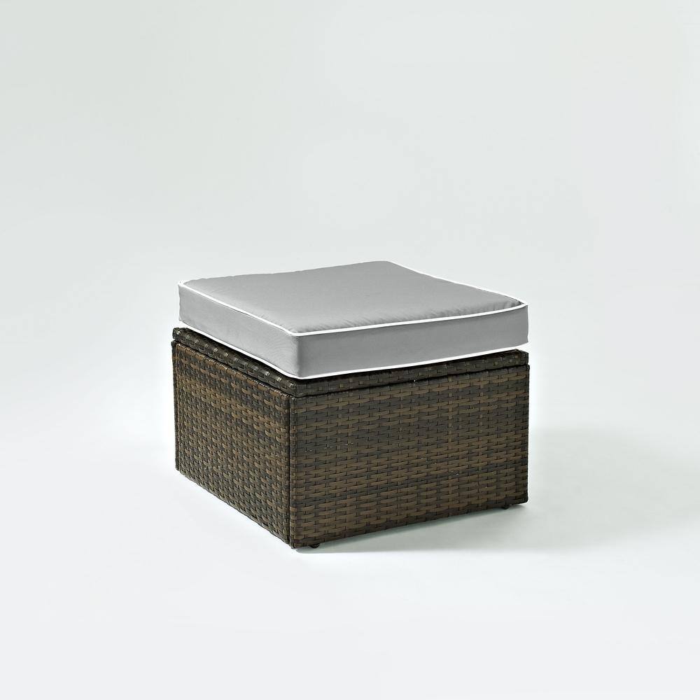 Alt View 2. Crosley Furniture - Palm Harbor Wicker Outdoor Ottoman - Gray.