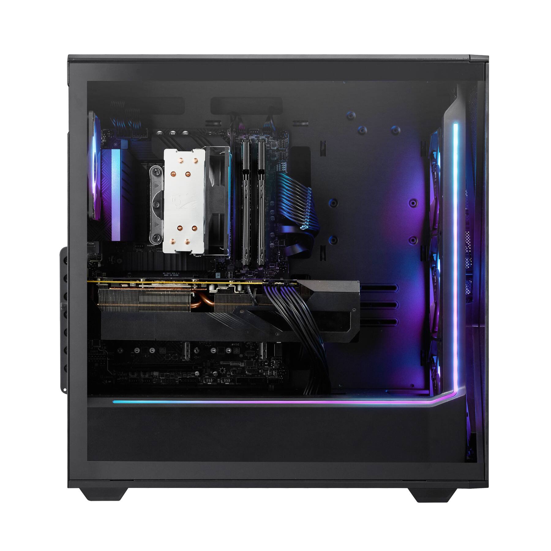 Left. iBUYPOWER - iBUYPOWER Slate Gaming PC Desktop - AMD Ryzen 7 9700F, NVIDIA GeForce RTX 5060Ti 8GB, 32GB DDR5 RAM, 1TB NVMe SSD - Black.