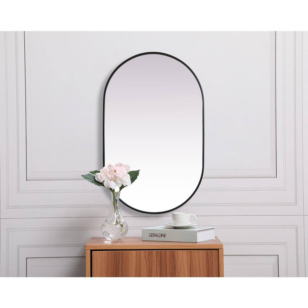 Alt View 4. Elegant Decor - Metal Frame Oval Mirror 30x48 Inch in Black - Black.
