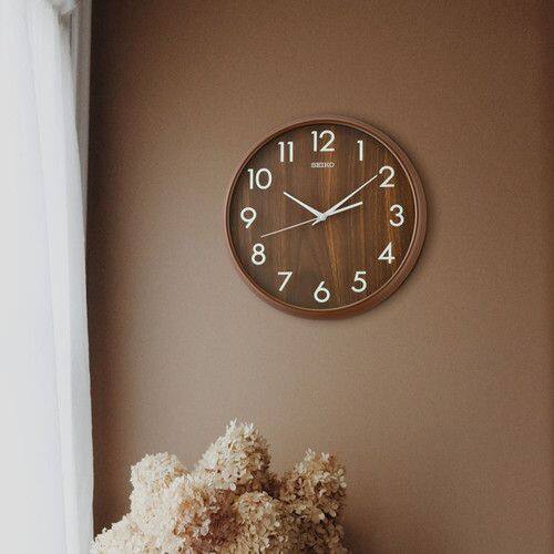 Angle. Seiko - Seiko 12" Shinrin Wall Clock - Dark Brown - Dark Brown.