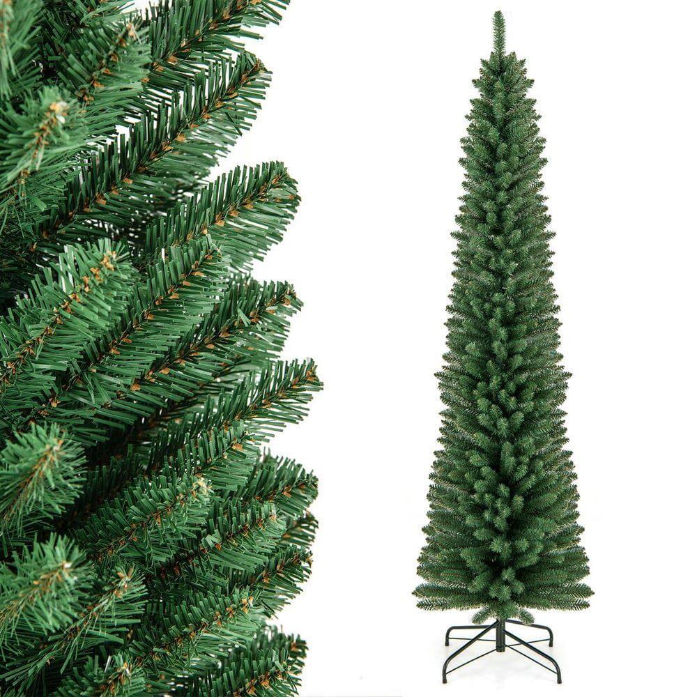 Alt View 2. Resenkos - Resenkos 7-Ft Pencil Christmas Tree - Memory Wire Branch Tips, Green - Green.