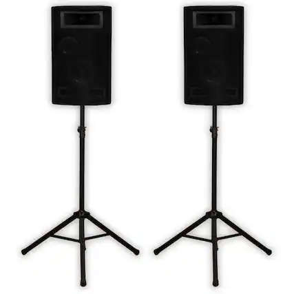 Front. Acoustic Audio by Goldwood - PA-500X Passive 800 Watt 3-Way Speaker Pair DJ PA Speakers and Stands - Black.