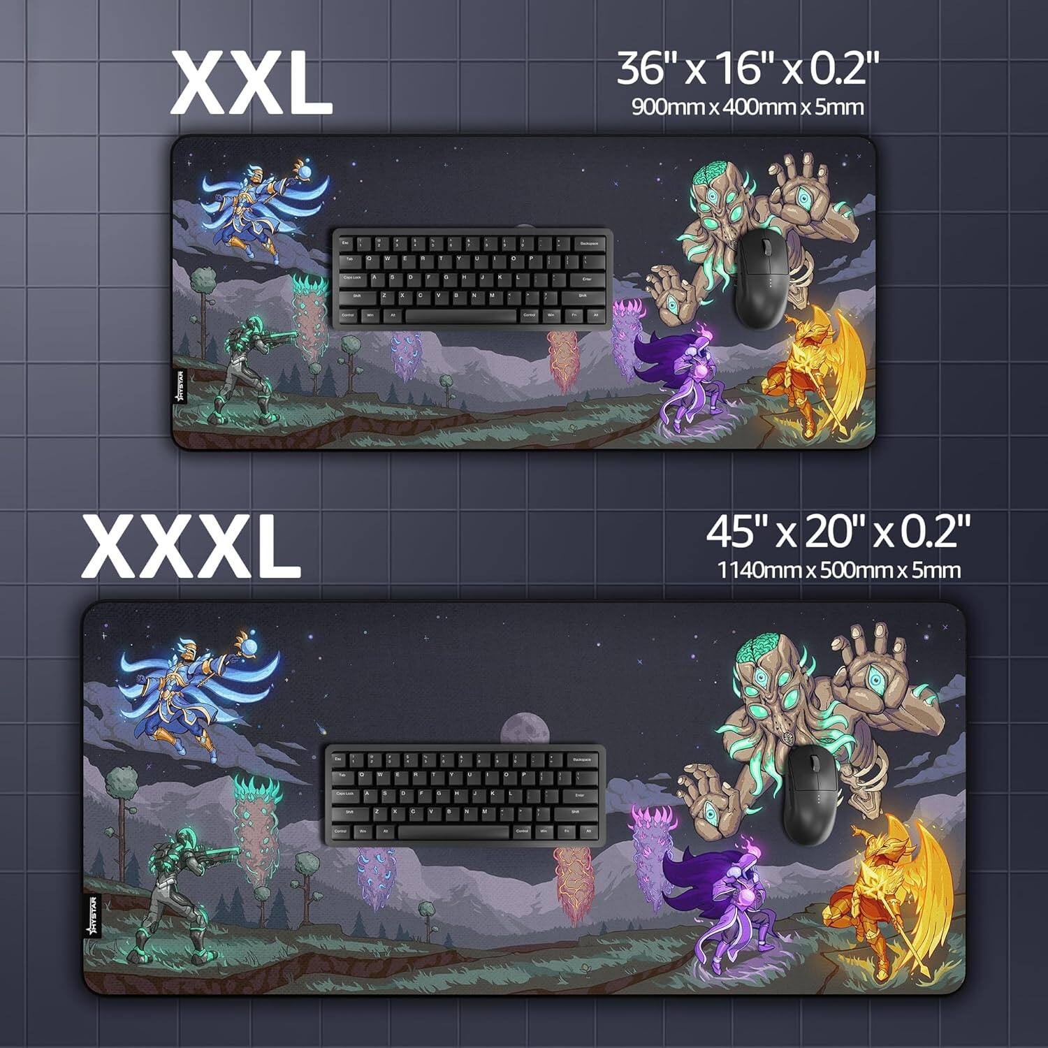 XXL  
36" x 16" x 0.2"  
900mm x 400mm x 5mm  

XXXL  
45" x 20" x 0.2"  
1140mm x 500mm x 5mm