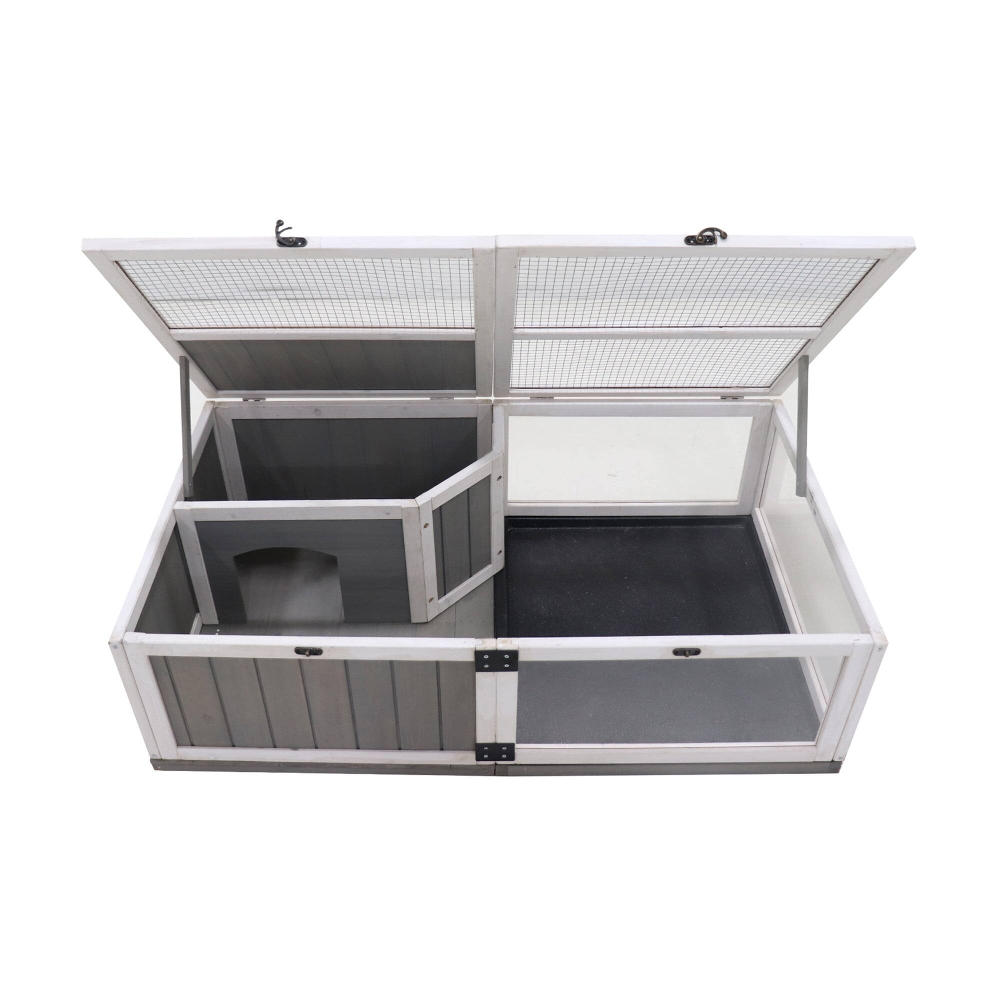 Alt View 1. Pefilos - 43" Tortoise Habitat Wooden Tortoise House with Tray, Turtle Enclosure for Small Animals Reptile Cage.