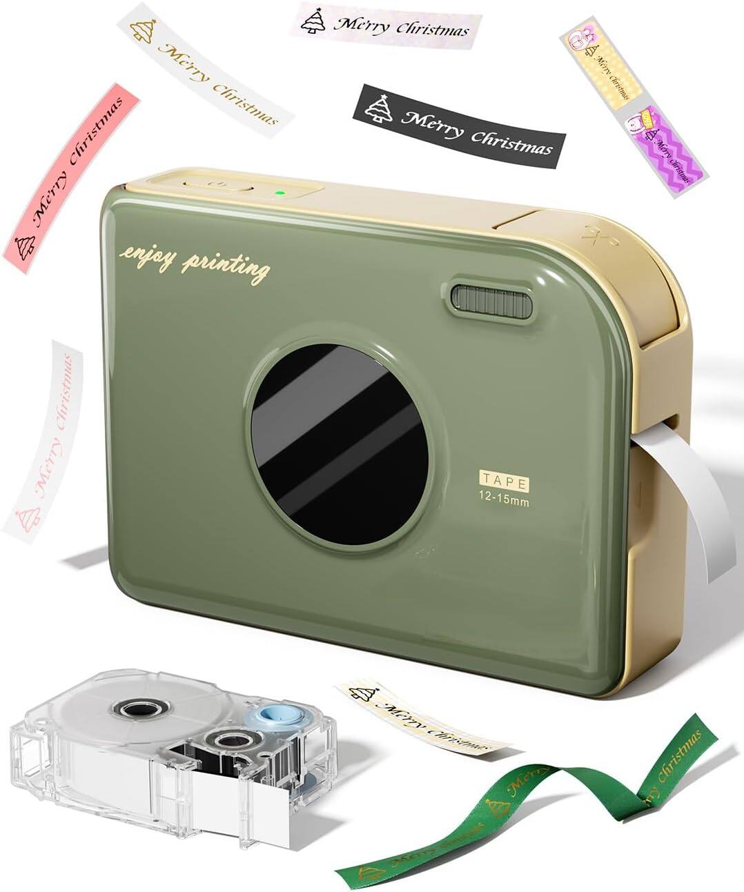 Phomemo - A30 Portable Home Label Maker for Gift Packing and Photo Labeling Ribbon Printer ——with Ribbon capsule in pack - Green