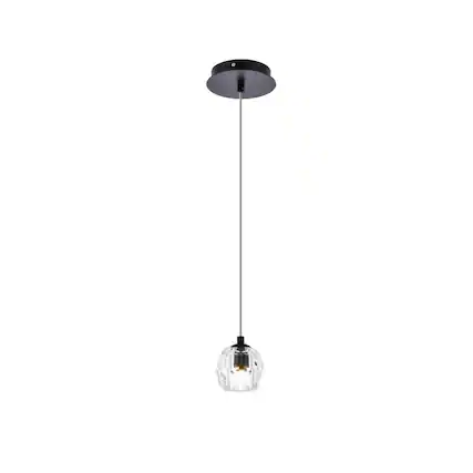 Front. Elegant Lighting - Eren 1 light Black pendant - Black.