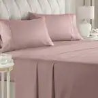 Front. CGK Linens - Luxury Soft 4 Piece Solid Bed Sheet Set - Deep Pocket Fits 8"-16" Mattresses - Queen - Mauve.