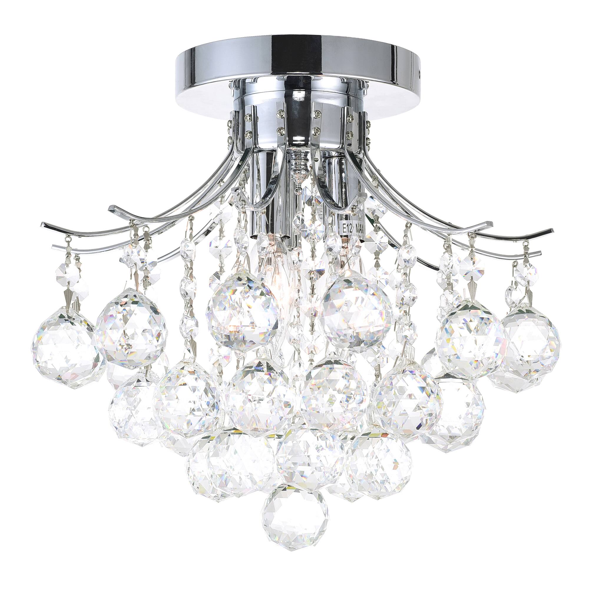 Front. CWI Lighting - Princess 3 Light Flush Mount With Chrome Finish - Chrome.