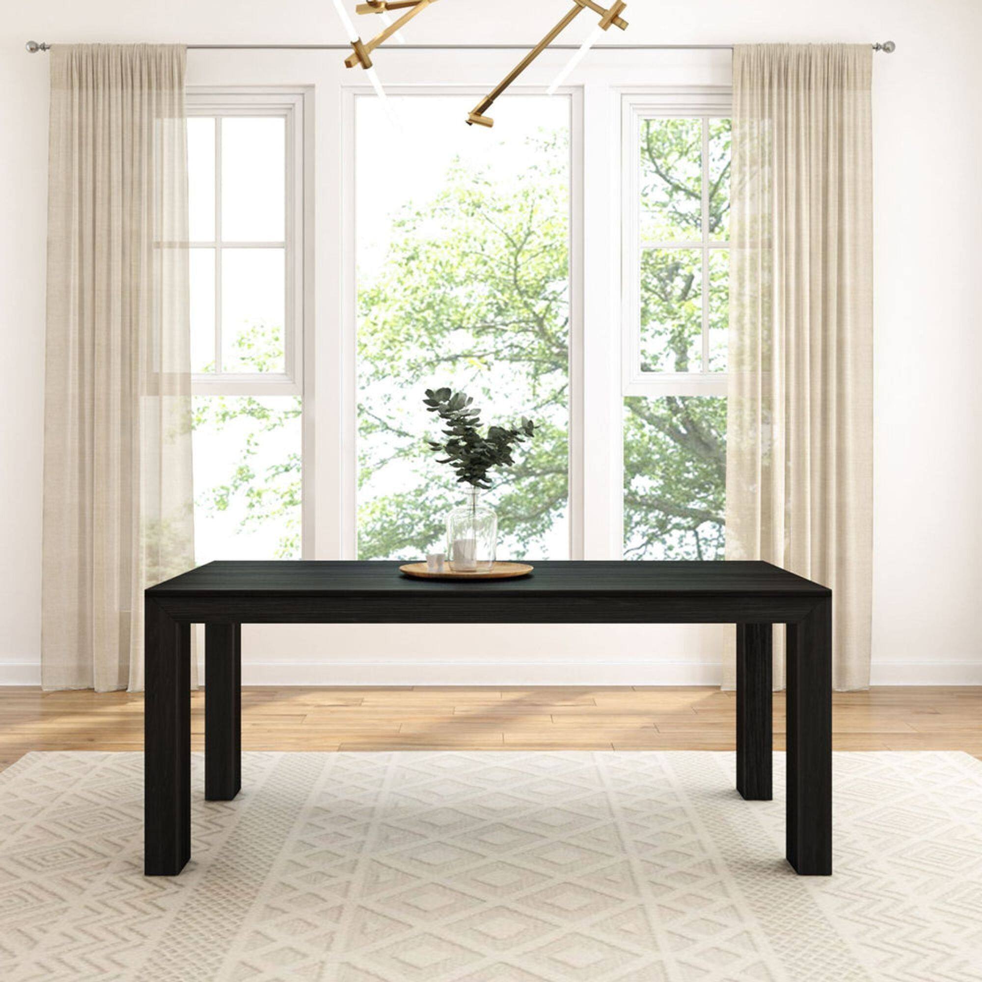 Alt View 5. Plank+Beam - Modern Solid Wood Dining Table, Black Wirebrush - Black Wirebrush.