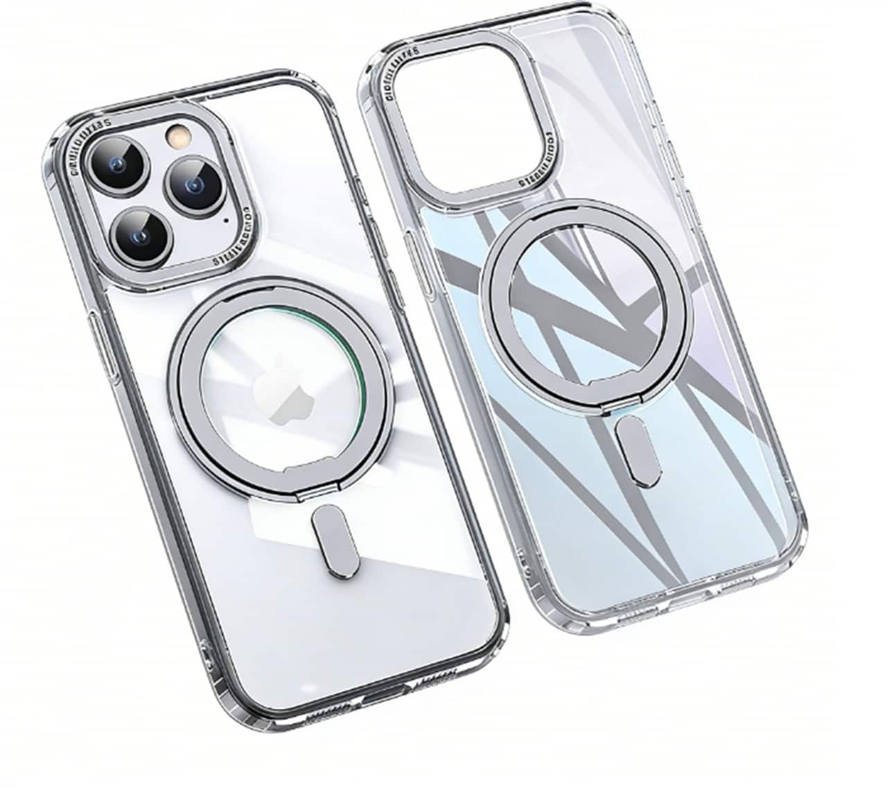 SKRAN - Pivot Stand Case for iPhone 17 Air - 360° Magnetic Rotating Bracket, Magnetic Adsorption Phone Case - Clear