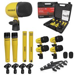 5 CORE - Drum Microphone Kit 9Pc All Metal Drummer Mics Tom/Snare & Cymbals Wired Instrument Drums Set