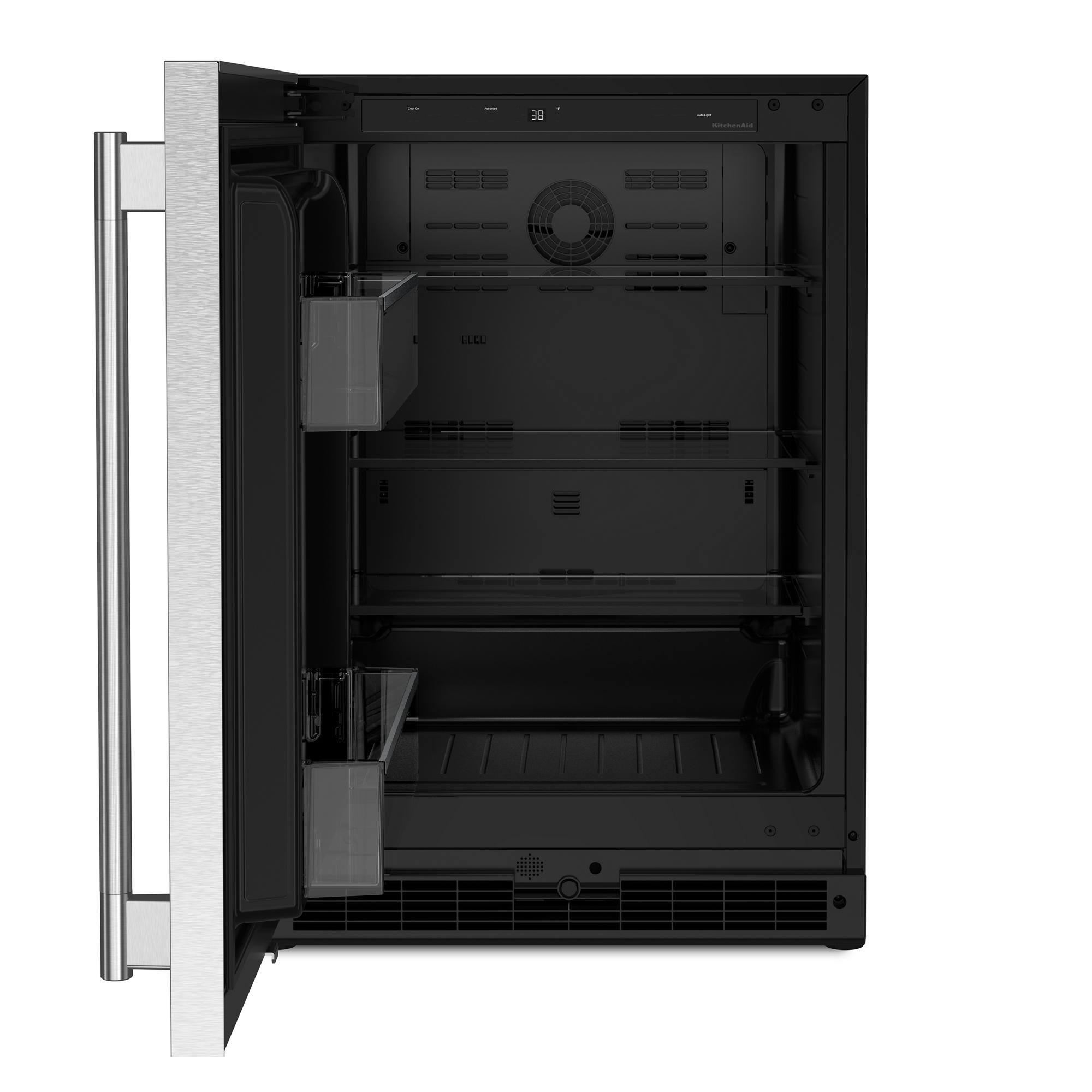 Alt View 1. KitchenAid - 5.0 Cu. Ft. Undercounter Refrigerator - Black Cabinet/Stainless Doors.
