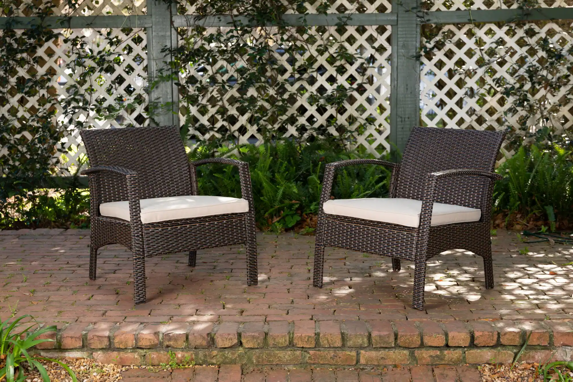 Alt View 20. Patio Sense - Patio Sense Bondi Armchair All Weather Lightweight Outdoor Seating Wicker Low Maintenance Khaki Cushion Included - mocha.