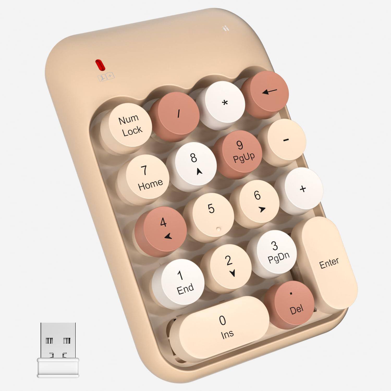 Comfort Essence - Wireless Number Pad - Numeric Keypad Silent Usb Keypads Portable Financial Accounting Numpad For - Colorful MilkTea