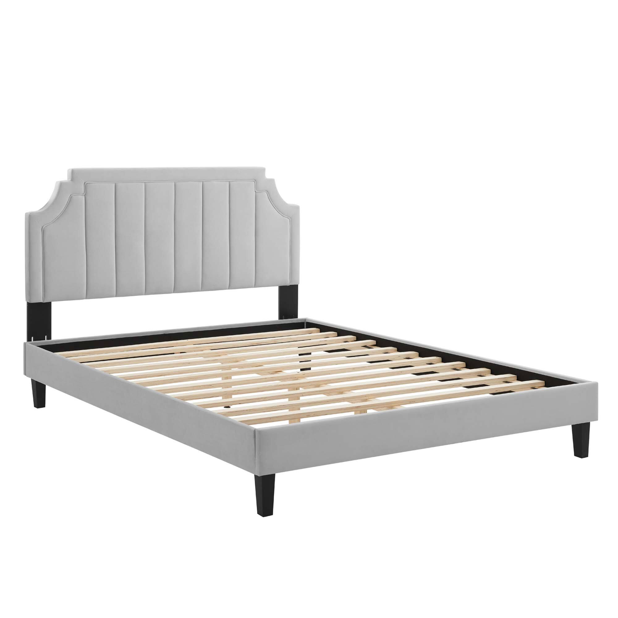 Alt View 7. Modway - Sienna Performance Velvet Queen Platform Bed - Gray.