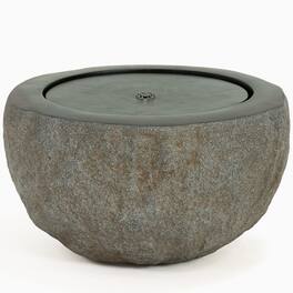 Sunnydaze - Outdoor Polystone Round Bowl Bubble Fountain - Gray