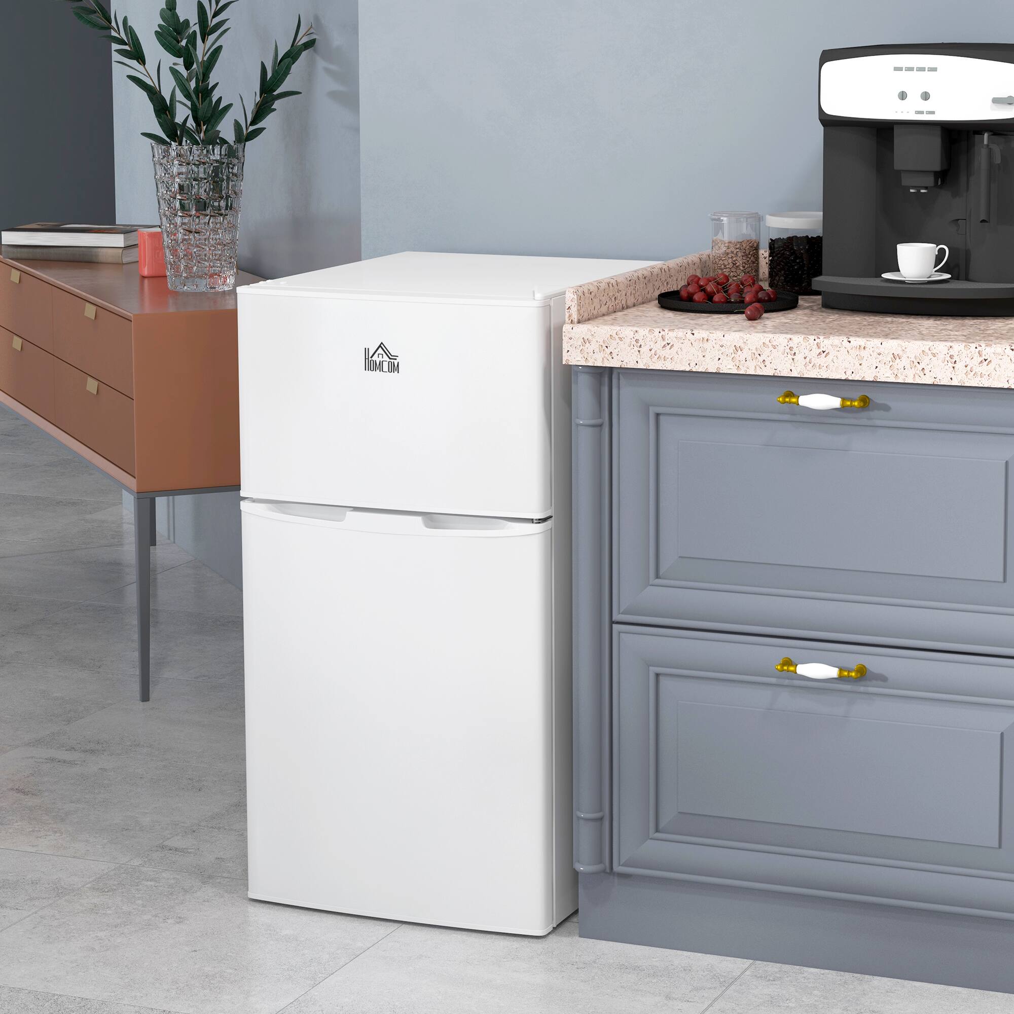 Alt View 7. Homcom - 3.2 Cu.Ft Mini Freezer, Double Door Compact Refrigerator with Adjustable Thermostat for Bedroom, Home Office - White.