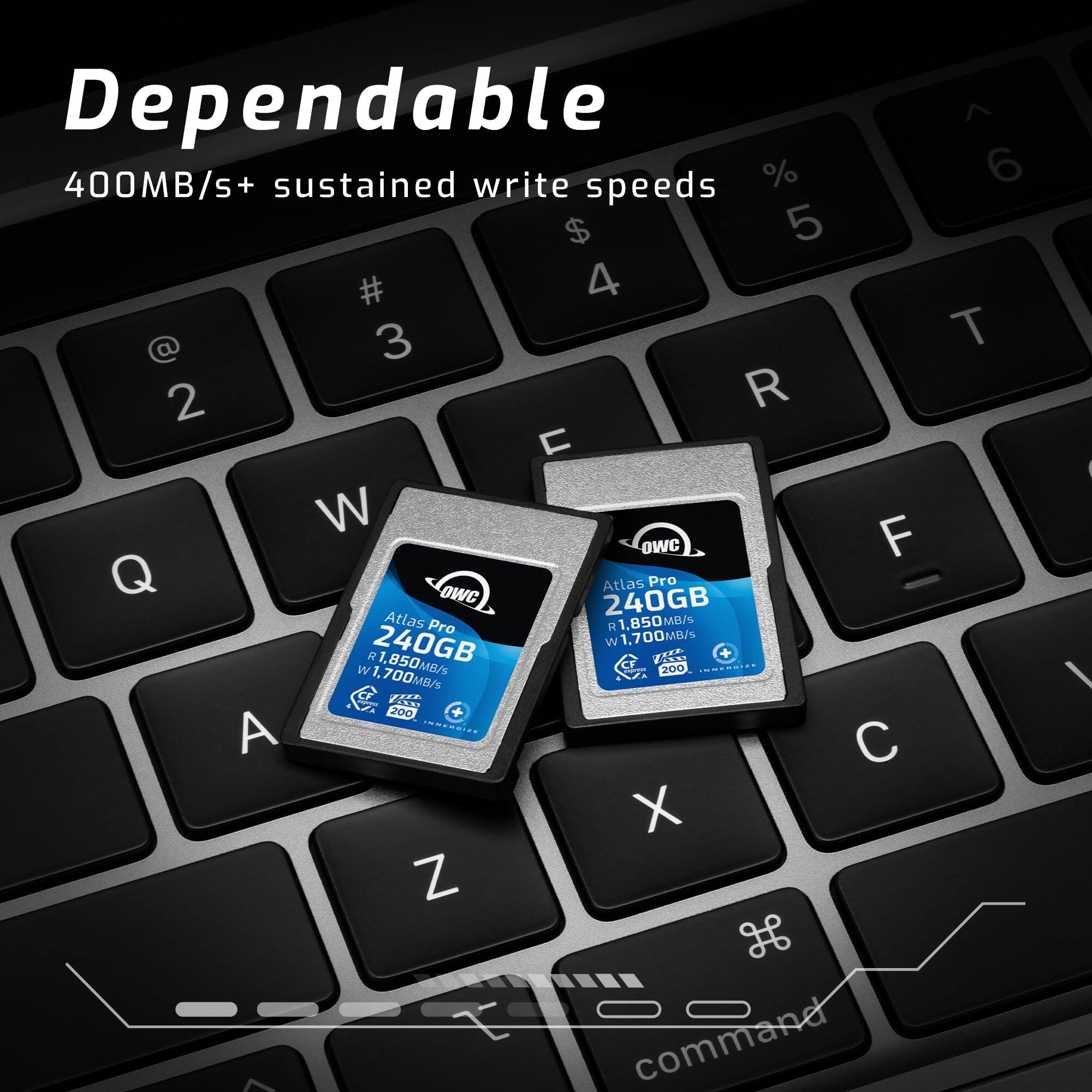 Alt View 5. OWC - OWC 240GB Atlas Pro High Performance Cfexpress 4.0 Type A Memory Card Professional Grade.