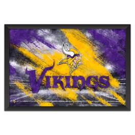 Sporticulture - Minnesota Vikings 27" x 39" Brush Stroke Logo Framed Art Print - Multicolor