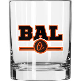 Logo Brands - Baltimore Orioles Letterman 14oz. Rocks Glass - Multicolor