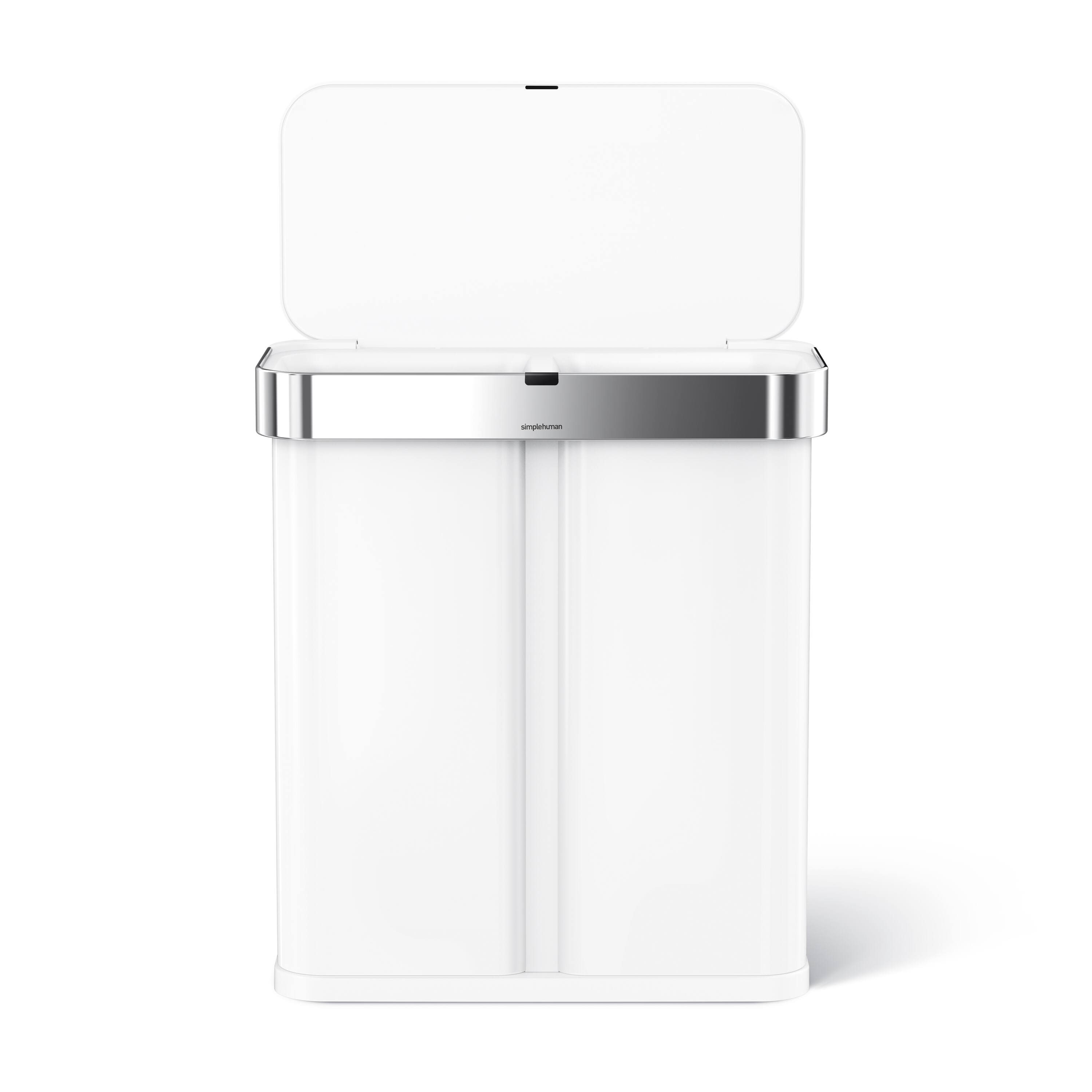 Alt View 1. simplehuman - 58L sensor recycler with voice and motion control, white steel - White.
