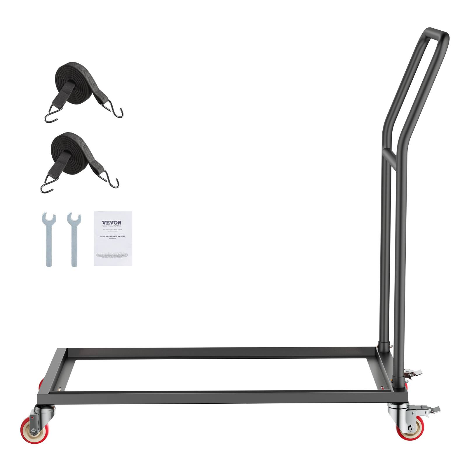 Alt View 5. VEVOR - Folding Chair Rack, 300 LBS Capacity, L-shape Vertical Placement Chair Cart for 25 Chairs, Metal Chair Storage Dolly - Black.