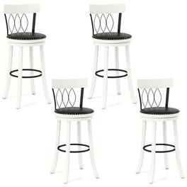 Gymax - 29'' Set of 4 Bar Stools w/ Footrest Rubber Wood Frame & Tufted Rivets - Black
