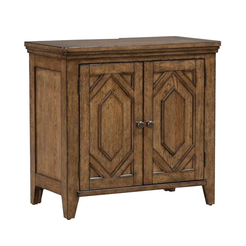 Alt View 2. Liberty Furniture Industries - Carolina Park 2 Door Bedside Chest with AC USB Charging Station - Amber Brown - Amber Brown.