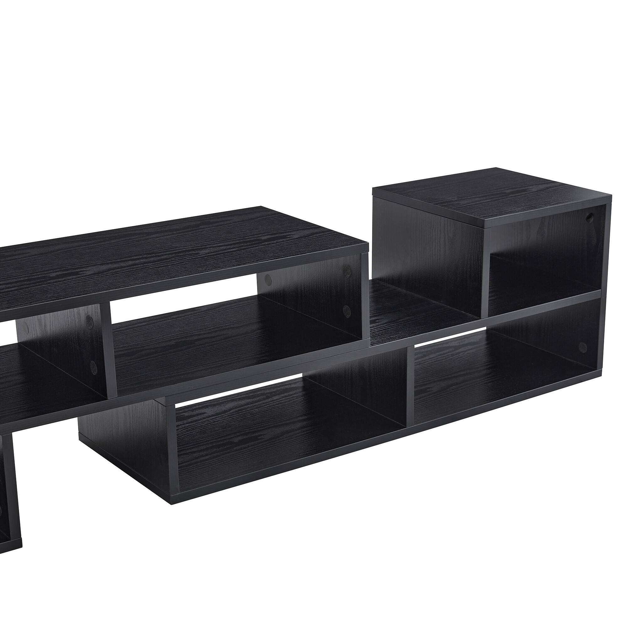 Alt View 10. Loheer - Loheer- Adjustable Modular TV Stand Black Open Storage Console 0.98ft W x 1.12ft H Modern Media Shelf For Living Room - Black.