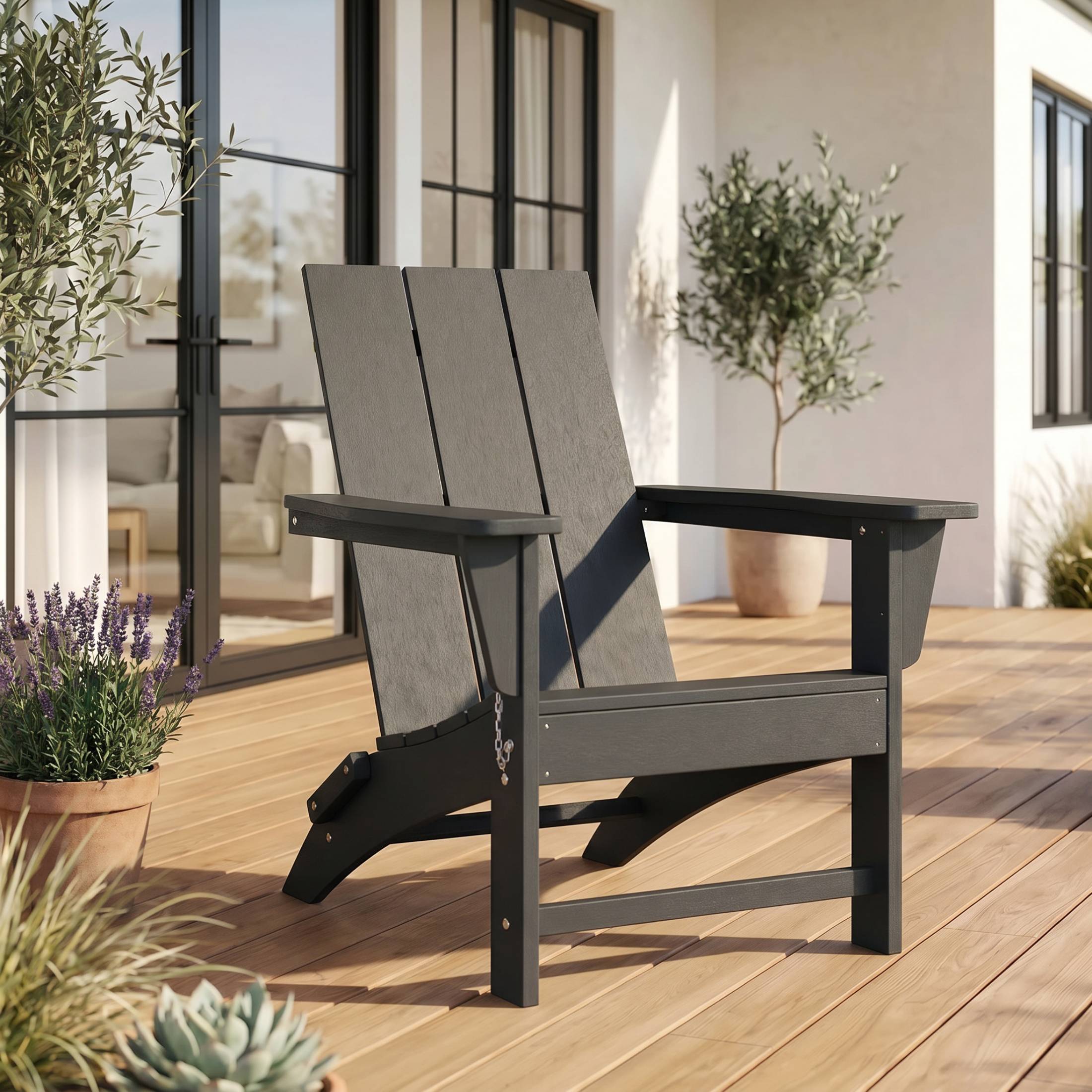 Angle. WestinTrends - WestinTrends Ashore Outdoor HDPE Modern Folding Adirondack Chair - Gray.