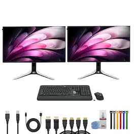 Pack of 2x Alienware 27" 1440p 280Hz Gaming Monitor, Logitech Keyboard And Mouse - Black