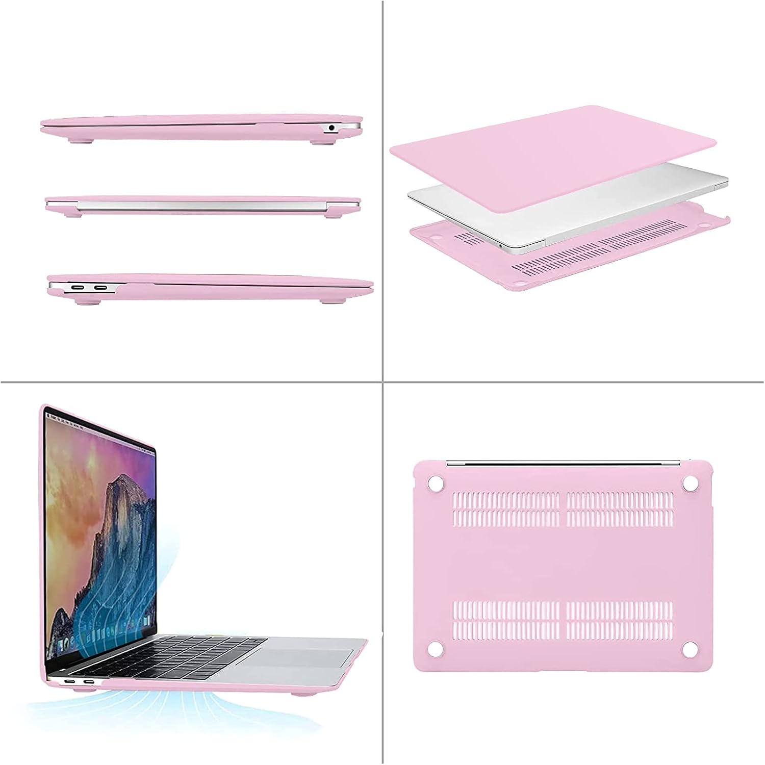 Alt View 1. mosiso - 4IN1 Case Kit for MacBook Air 13 inch M1 A2337 A2179 A1932 2021-2018, Hard Shell&Keyboard Cover&Screen Protector&Pouch - Clear Pink.