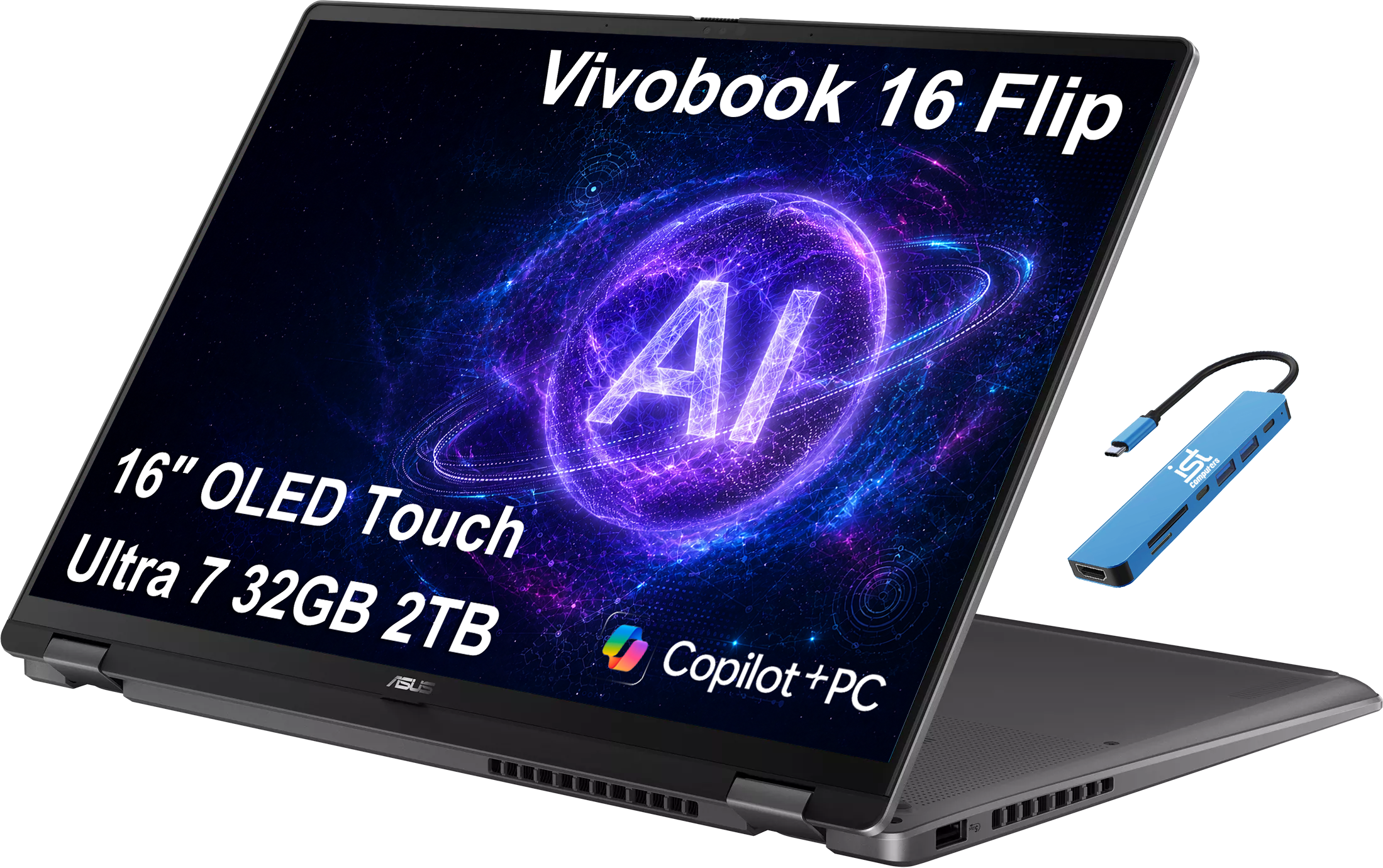"ASUS - Upgraded - Vivobook 16 Flip 2-in-1 16"" OLED Touchscreen Laptop - Copilot+ PC - Intel Core Ultra 7 258V - 32GB Memory - 2TB SSD - Matte Gray" price history on PriceWatchPro