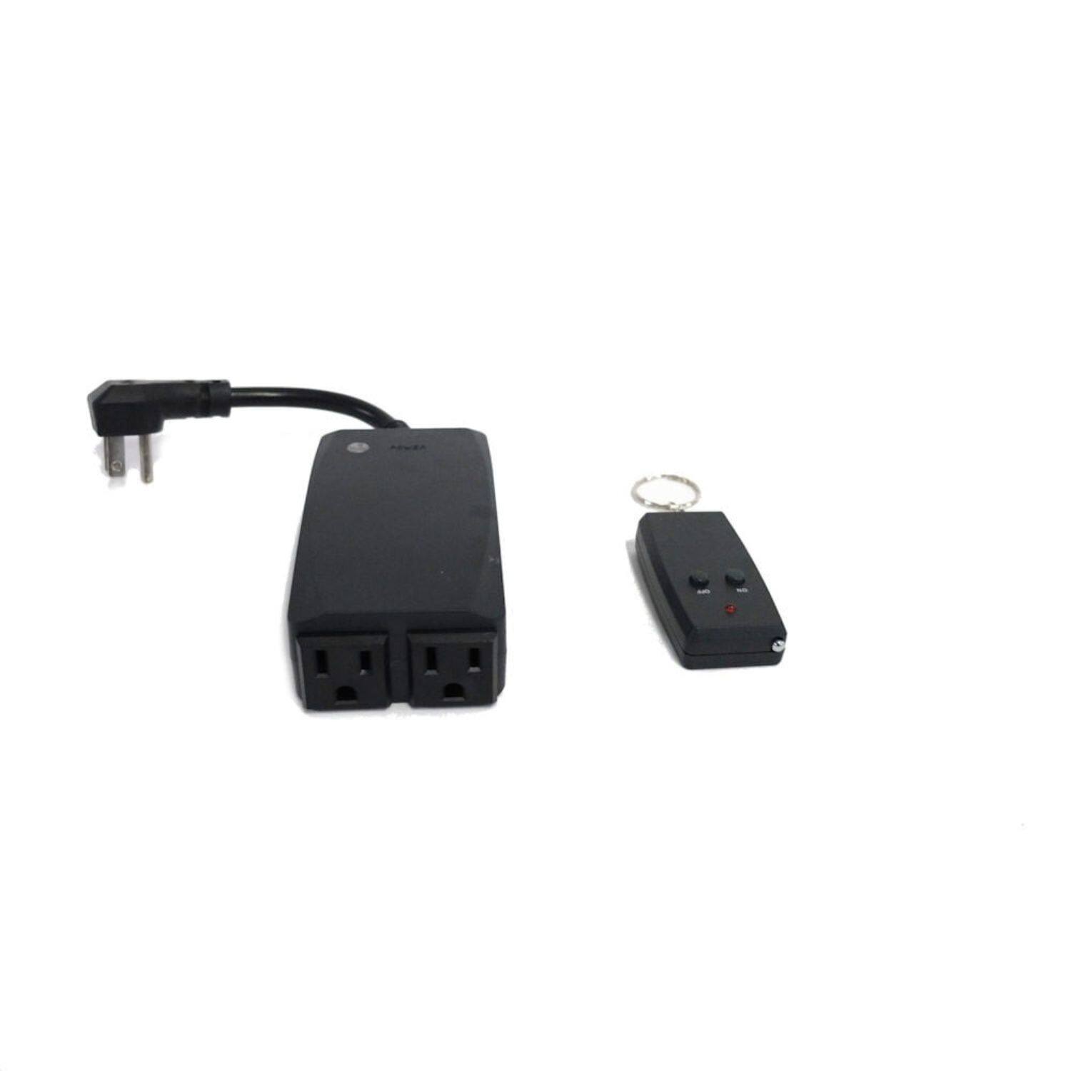 Left. Stock Preferred - 2-Outlet Outdoor Wireless Remote Control System - Black.