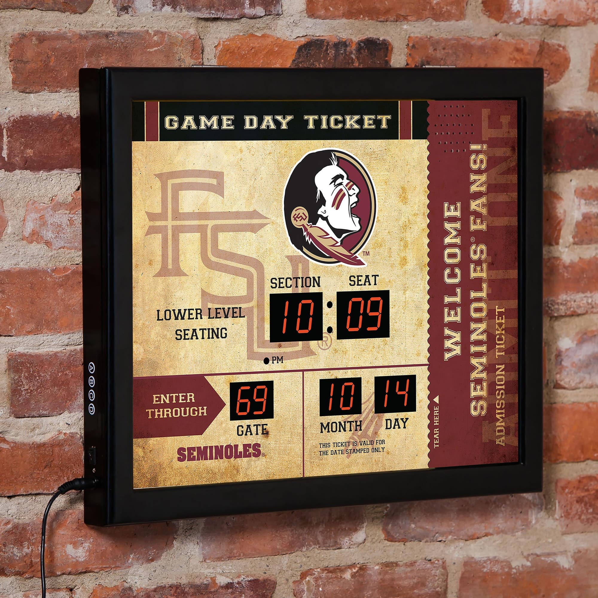 Evergreen Enterprises - Florida State Seminoles 15" x 19" Bluetooth Scoreboard Wall Clock - Brown