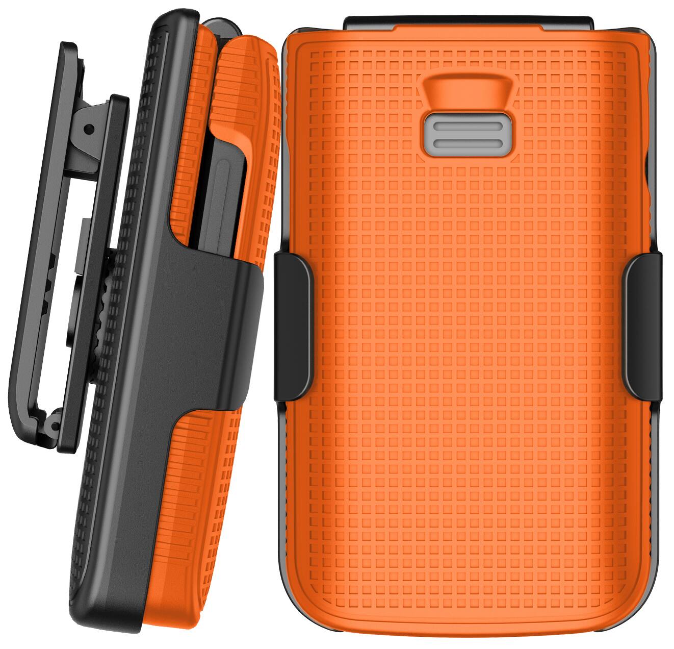 Alt View 8. Nakedcellphone - Combo for TCL Flip 3 Phone - Hard Case and Belt Clip Holster - Orange.