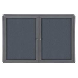 Ghent - 34"x47" 2-Door Ovation Fabric Bulletin Board - Frame - Gray