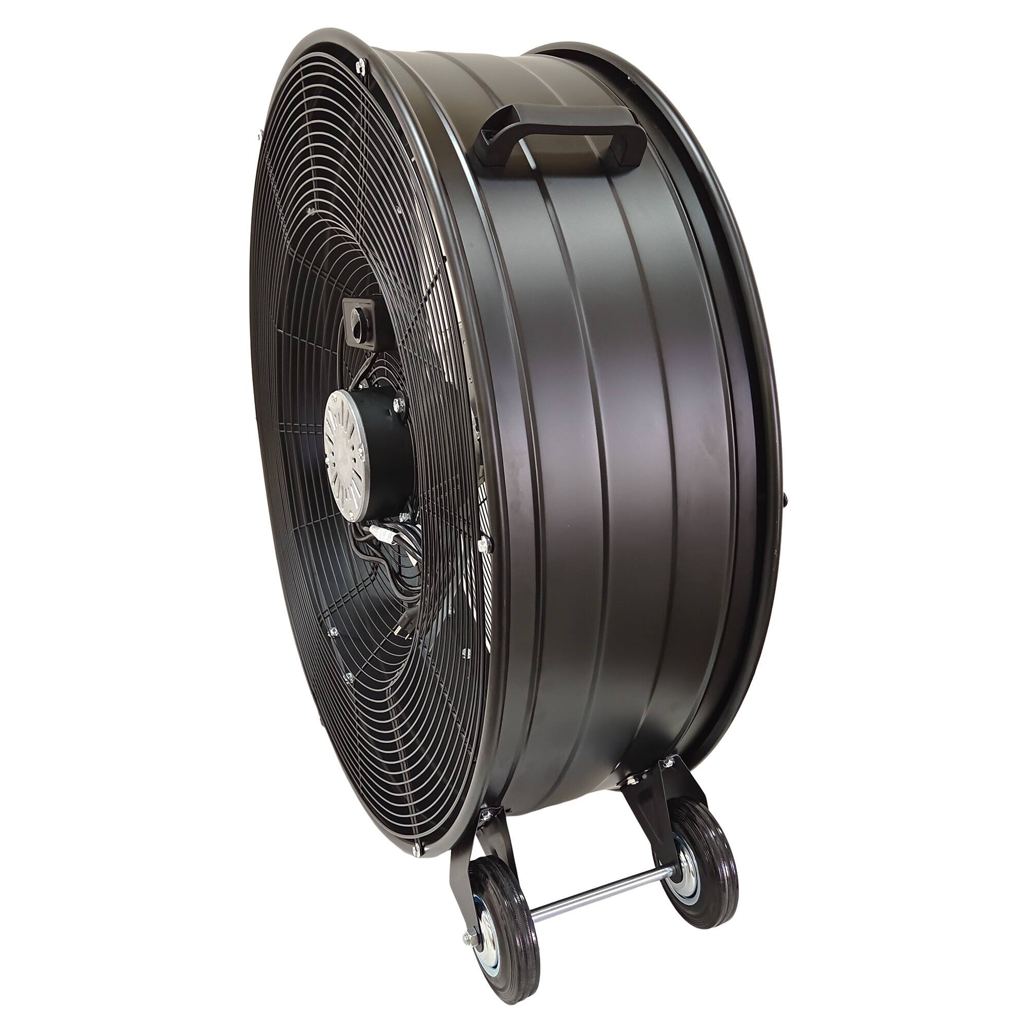 Back. Loheer - 30 In High Velocity Drum Fan, 2 Speed Heavy Duty Industrial Fan, With Wheels & Handle Garage, Warehouse, Workshop - Black.