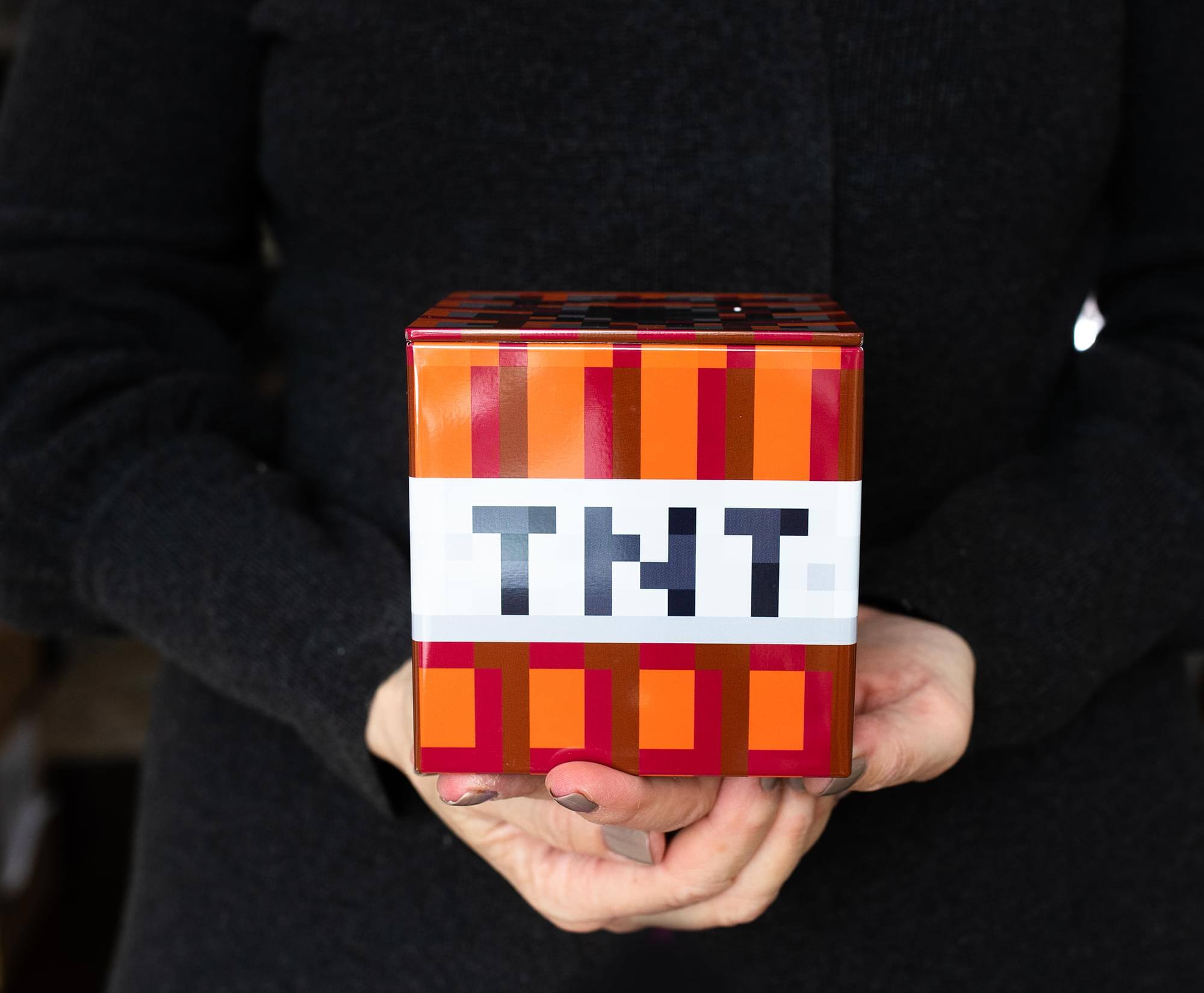 Alt View 4. Ukonic - Minecraft TNT Tin Storage Box Cube Organizer with Lid | 4 Inches - Red.