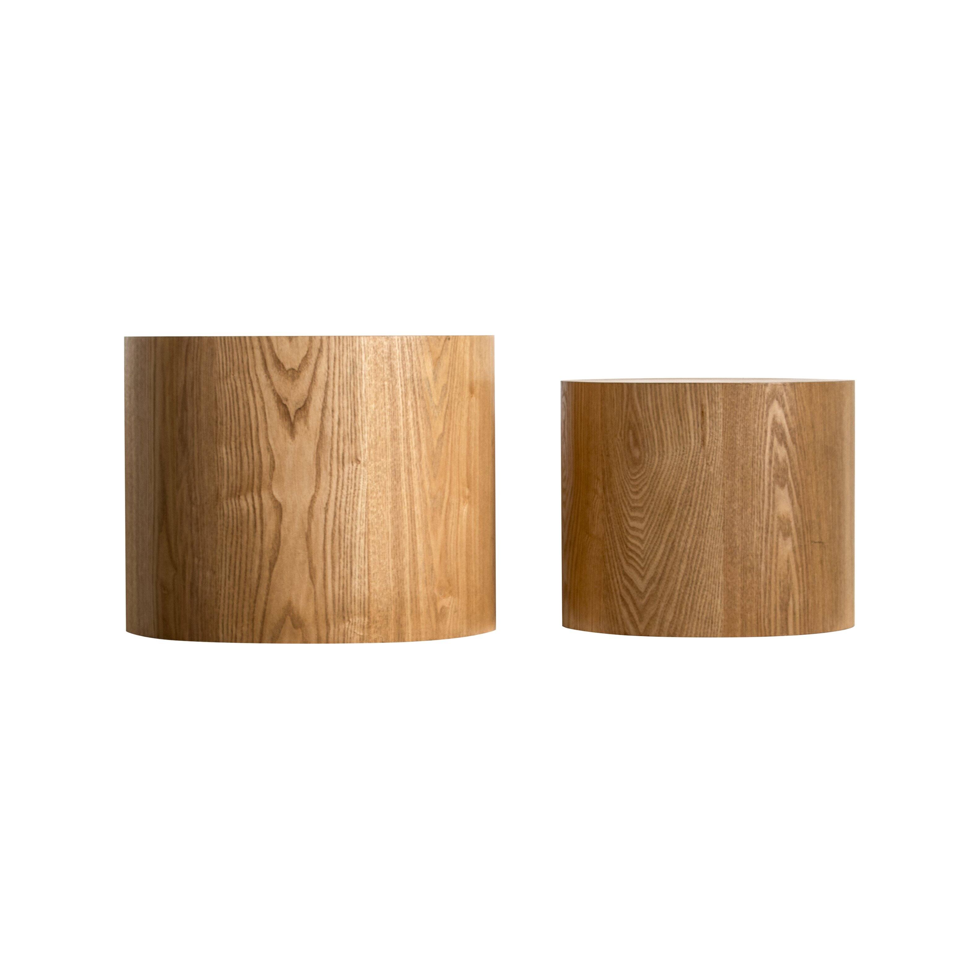 Alt View 5. Loheer - Loheer Nesting Coffee Table Set of 2 Natural Wood Tree Ring Round Tables - Natural Wood.