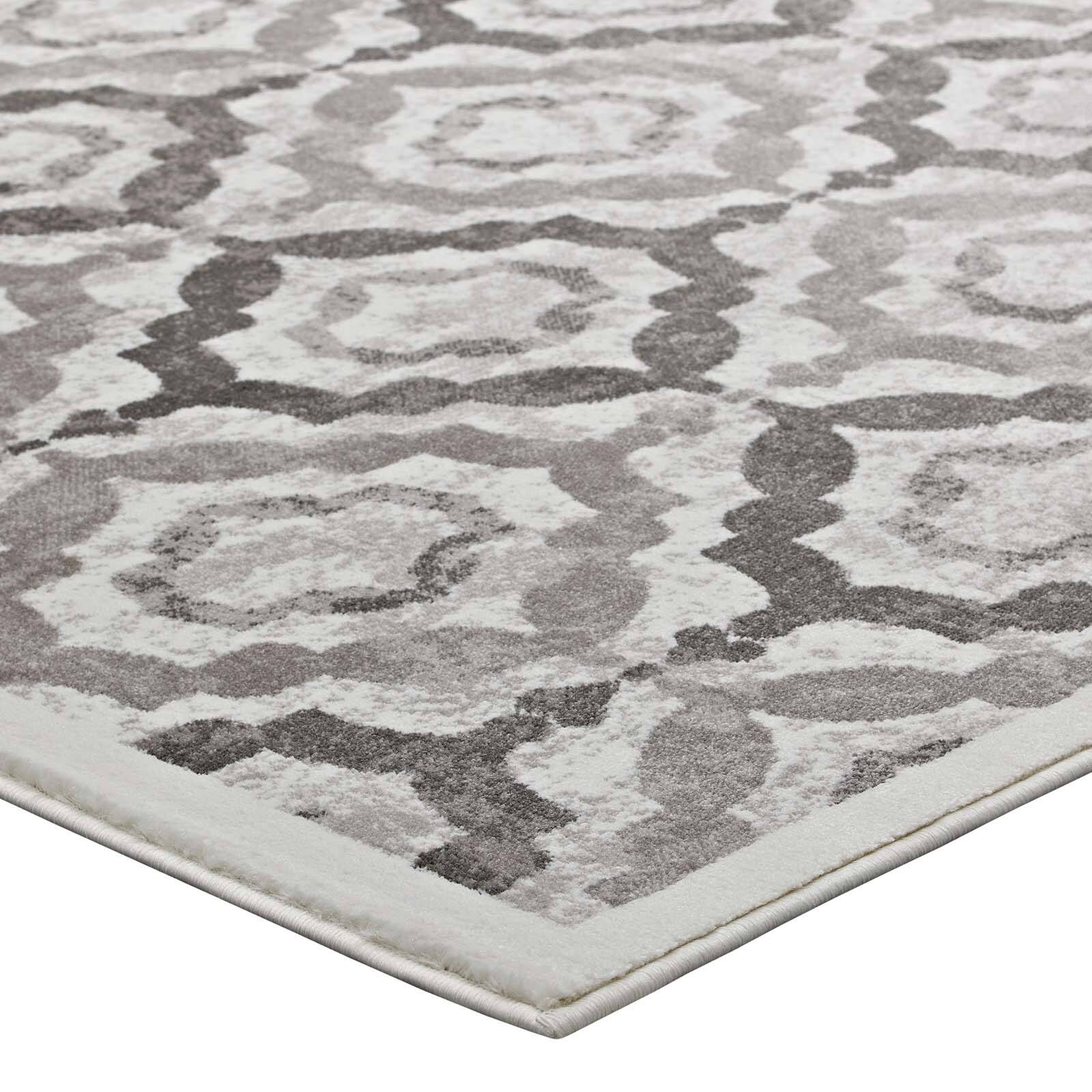 Alt View 2. Modway - Kalinda Rustic Vintage Moroccan Trellis Area Rug - Brown Beige and Ivory.