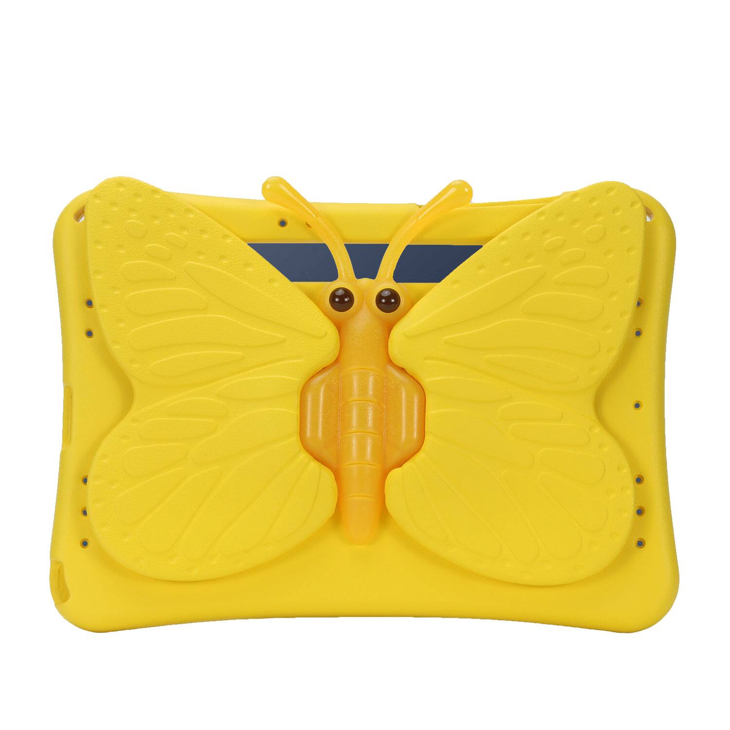 Angle. Dteck - Kids Butterfly Case for Samsung Galaxy Tab A9+/A9 Plus 2023 & Tab S9 FE & Tab S9,3D Cartoon EVA Shockproof Stand Cover - Yellow.
