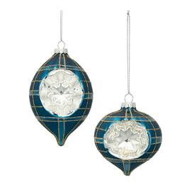 BreeBe - Plaid Glass Reflector Ornament (Set of 12) - Green
