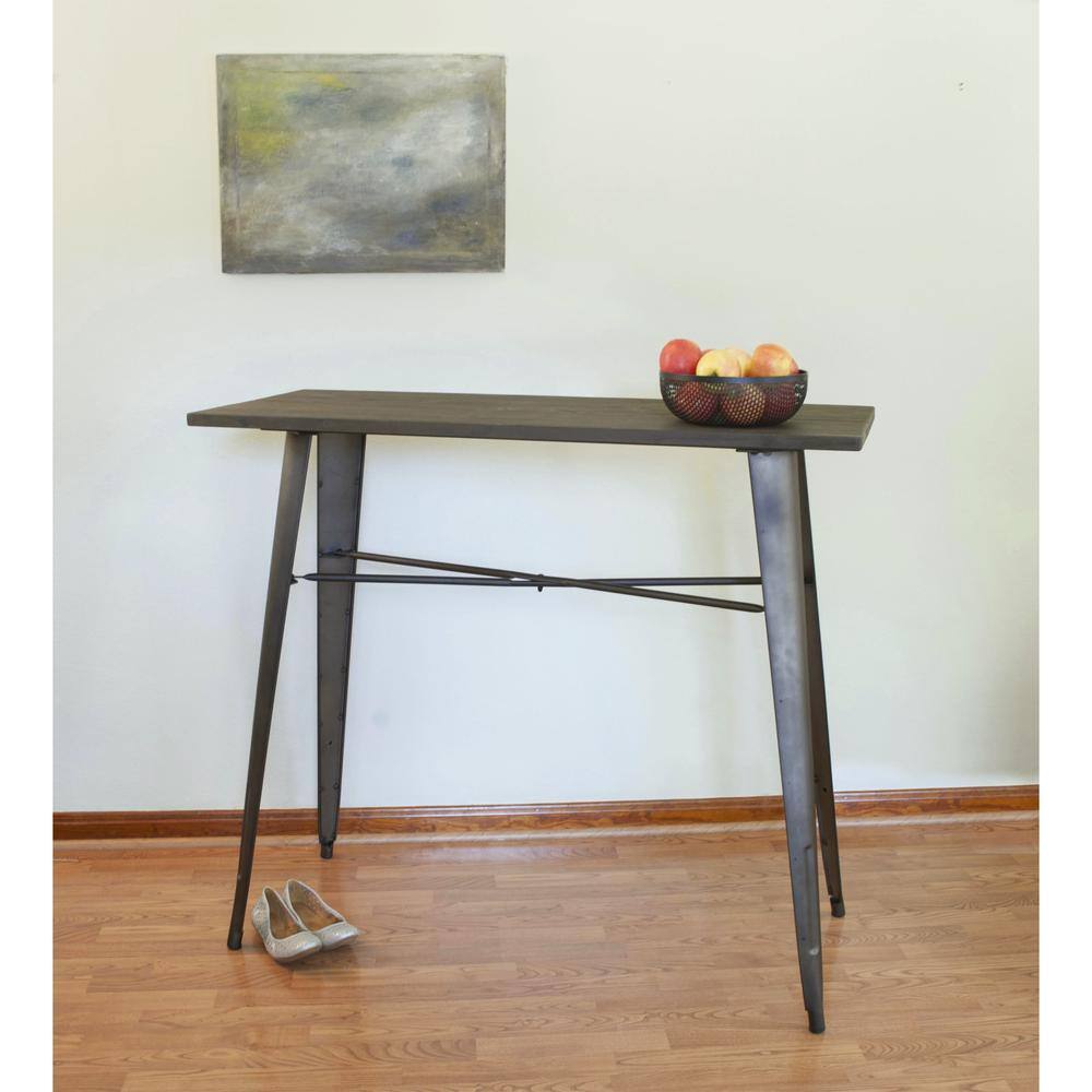 Left. AmeriHome - AmeriHome Loft Rustic Gunmetal Counter Height Dining Table - Gunmetal.