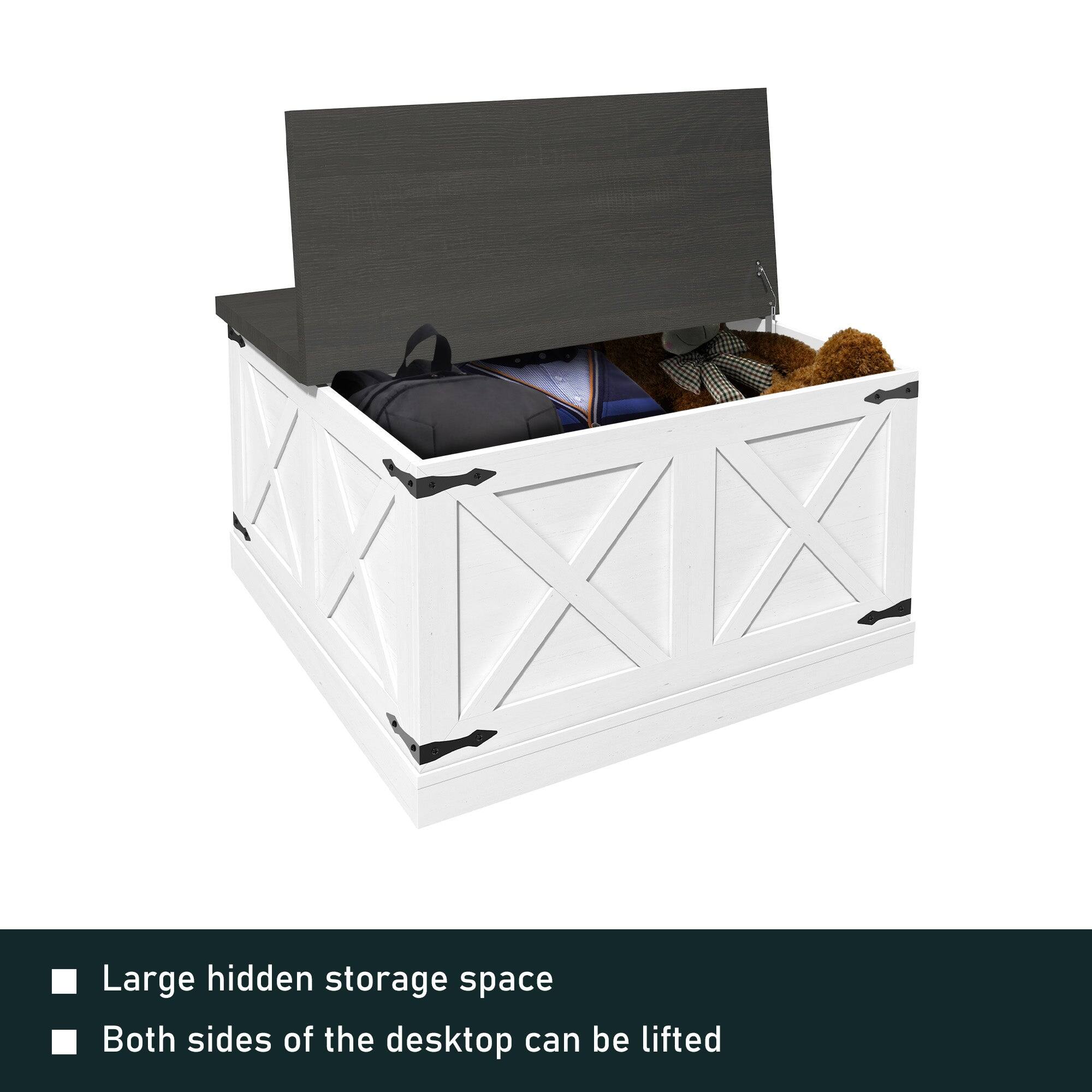 - Large hidden storage space
- Both sides of the desktop can be lifted