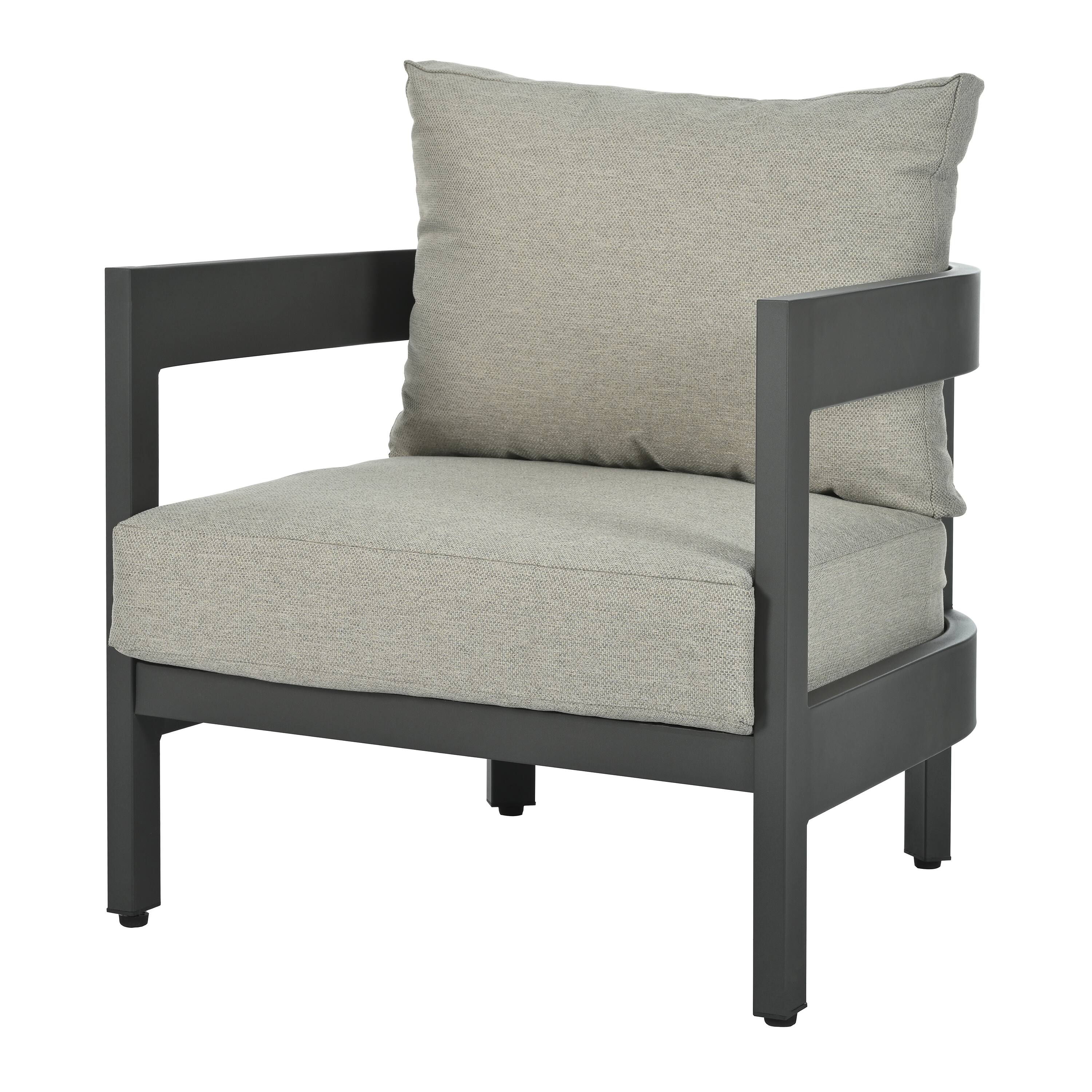 Alt View 6. Mondawe - 4-Piece Outdoor Seating Set with Thick Cushions - Light Gray.
