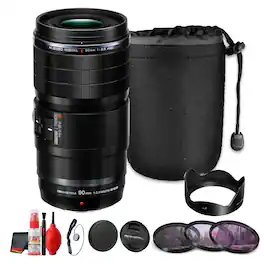 Bundle - OM System - M.Zuiko Digital ED 90mm f/3.5 Macro IS PRO Lens MFT() - Black