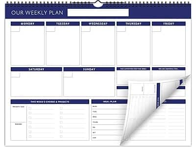 Global Printed Products - 17" x 13" Weekly Planner - White/Blue