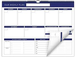 Global Printed Products - 17" x 13" Weekly Planner, (SPLS-0079) - White/Blue
